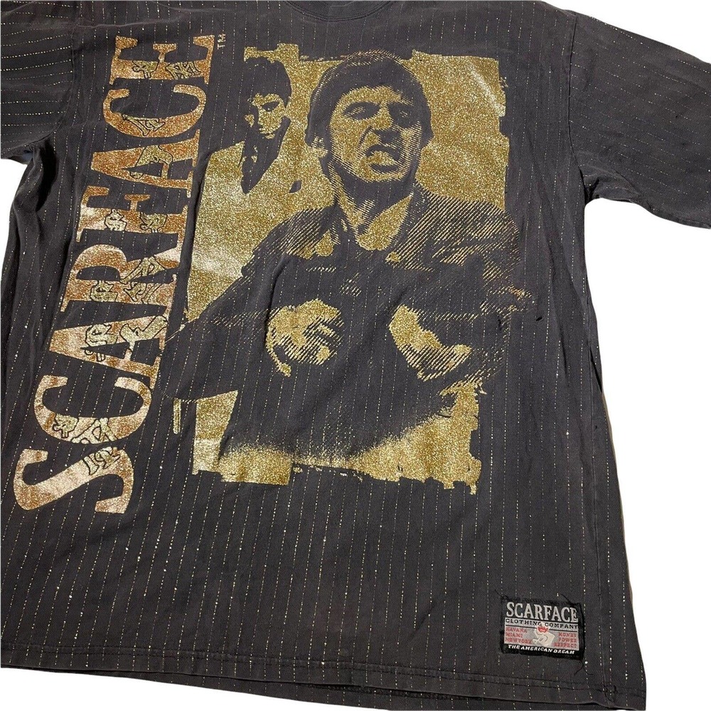 Vintage Scarface Clothing Co. Tony Montana Men's T- Shirt 2XL Glitter Iconic - Picture 3 of 10